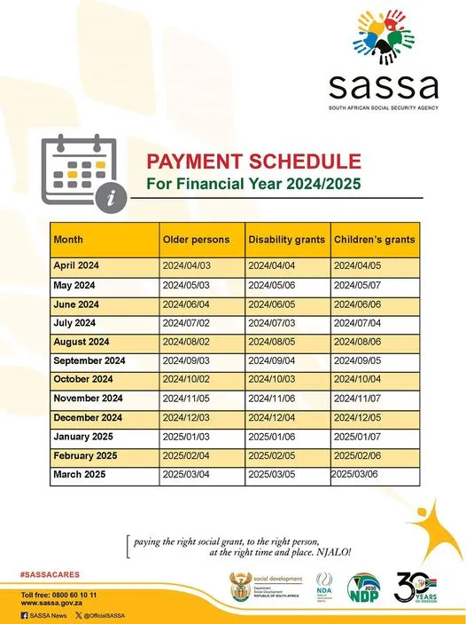 Latest News: Check the SASSA Payment Dates 2024-25 Schedule