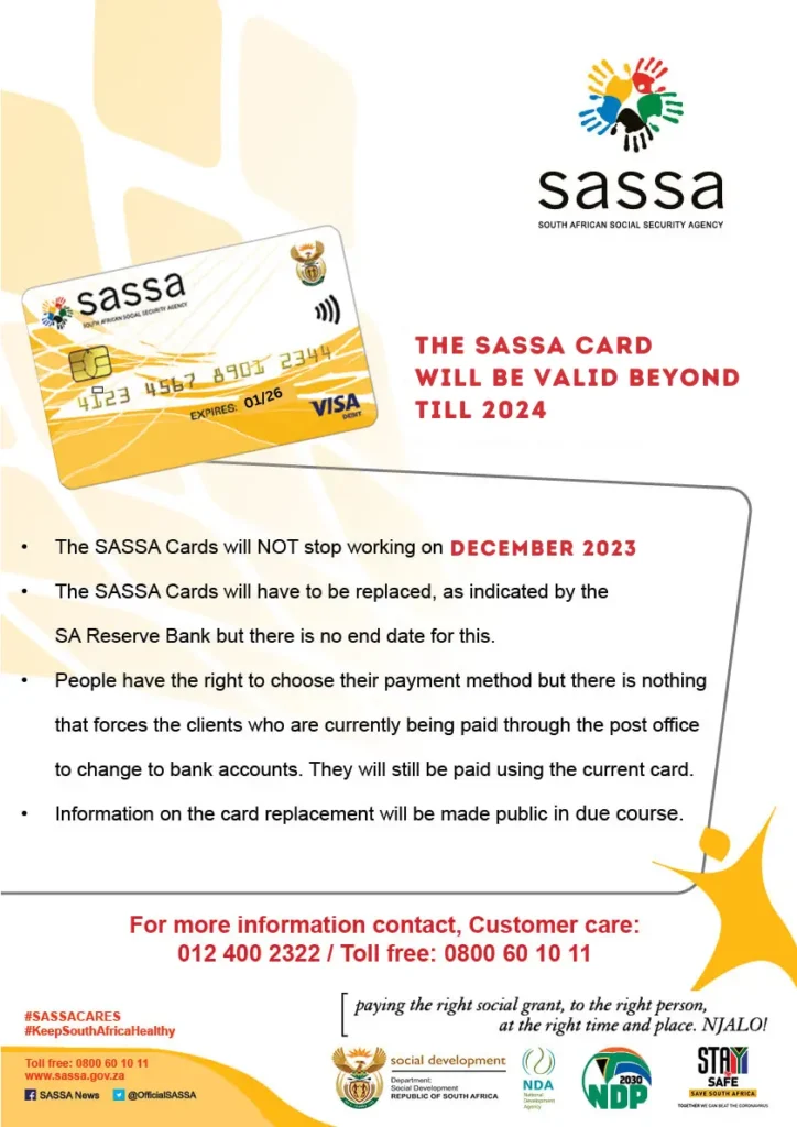 Postbank Announce SASSA Gold Card Expiry Date notification